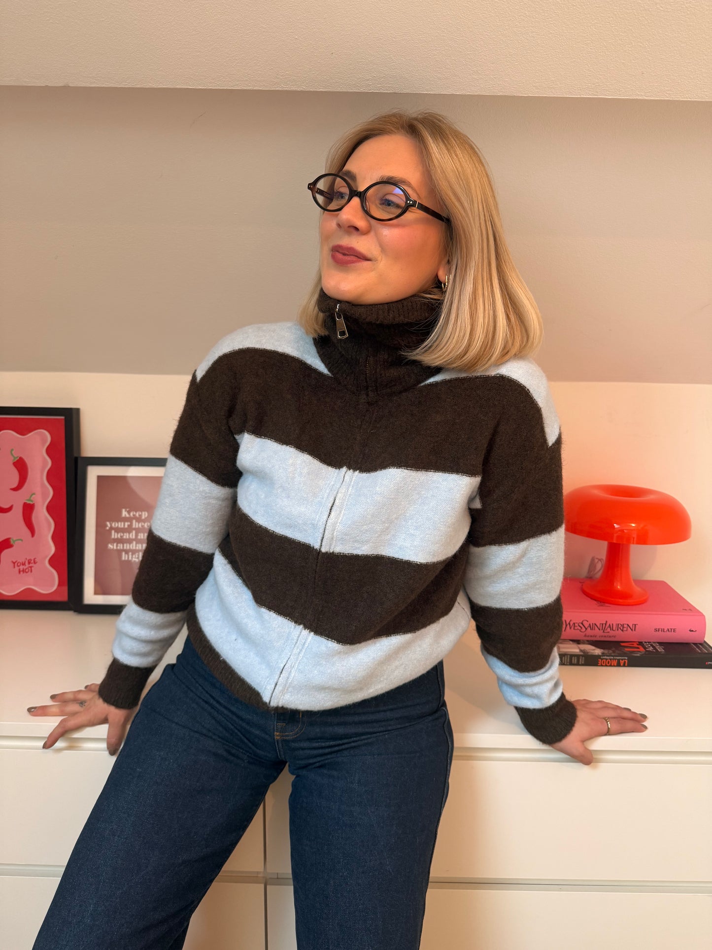 Gilet Manon - bleu et brun