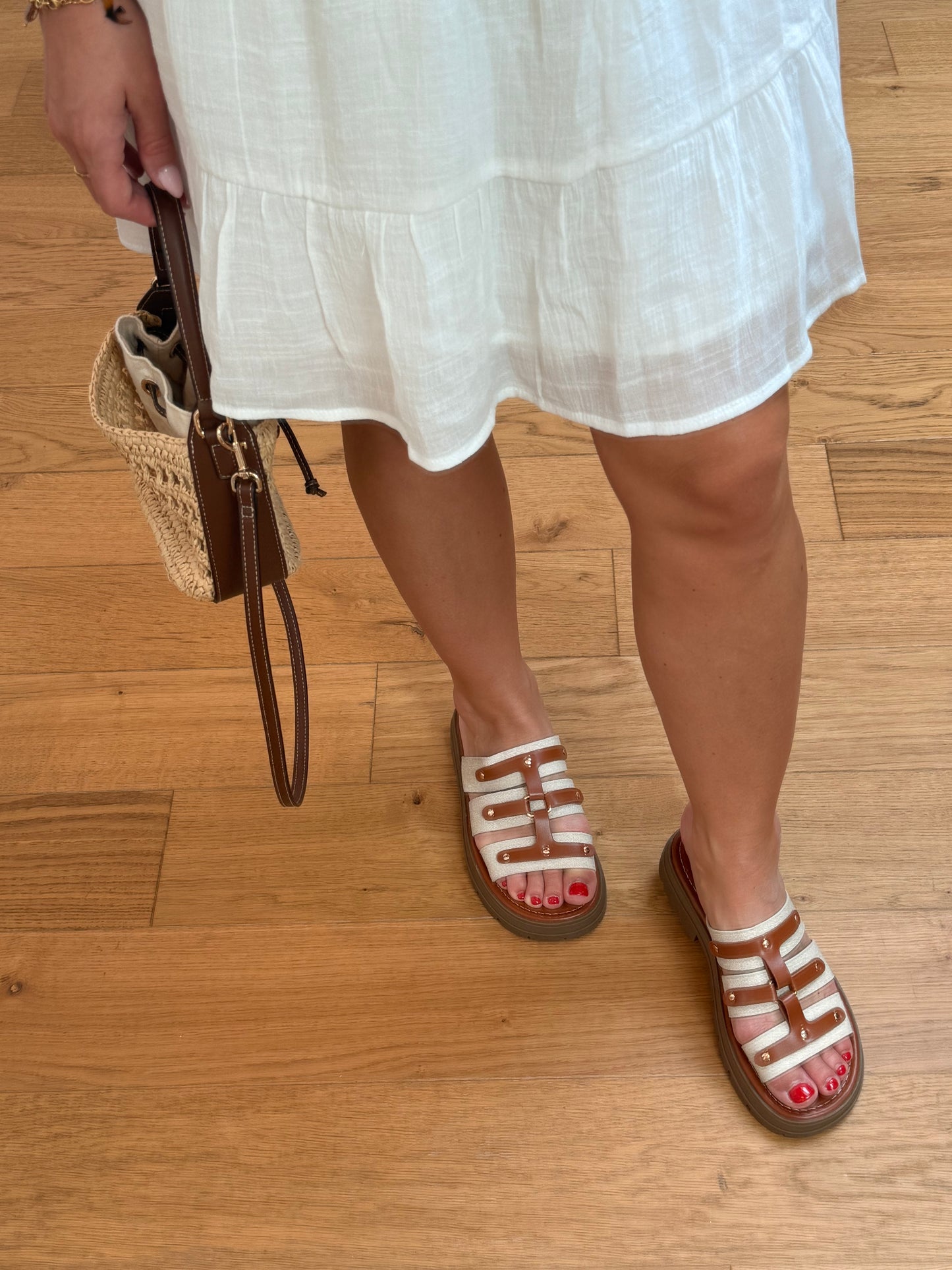 Sandales Omia - beige et camel