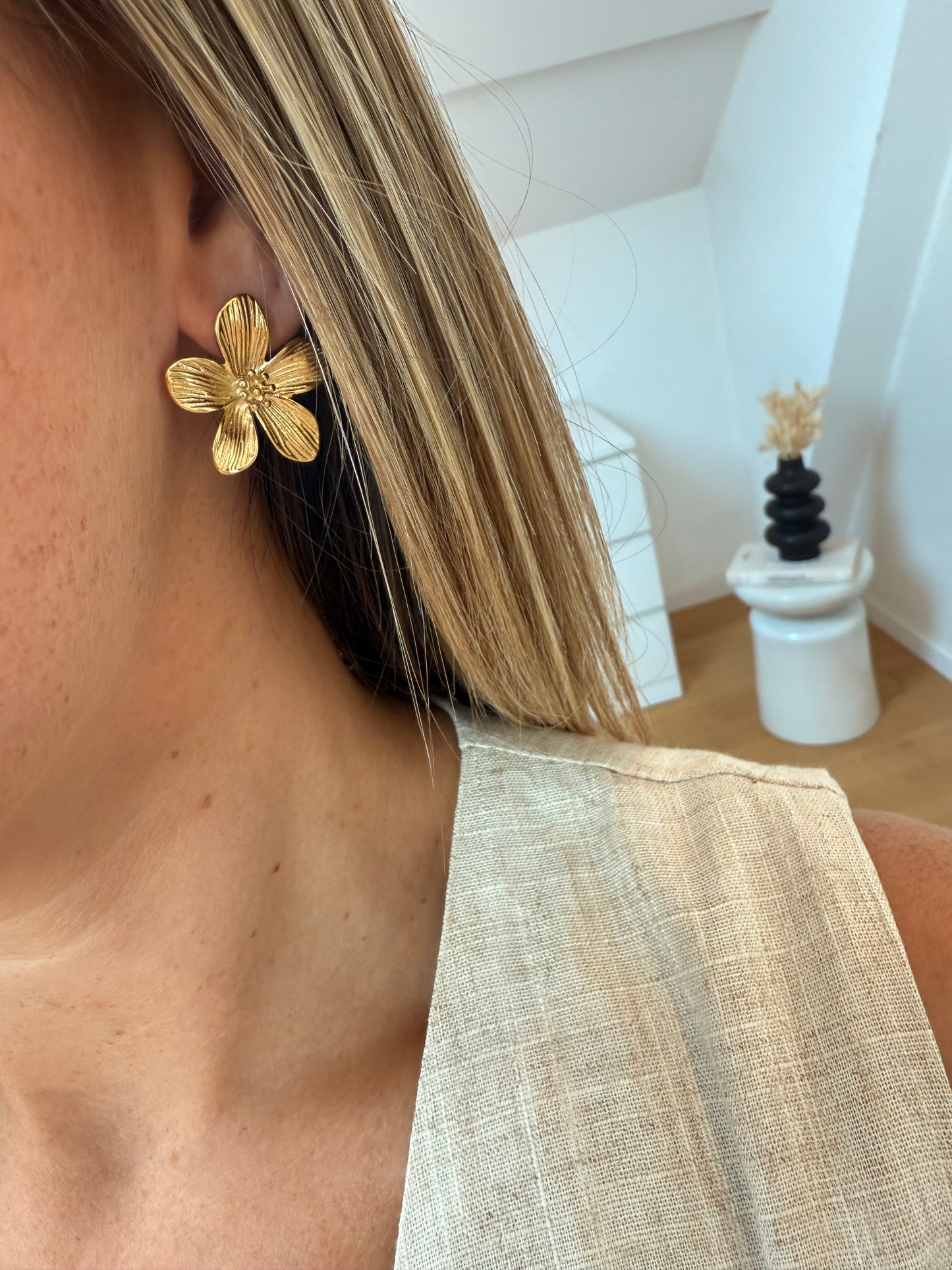 Boucles d'oreilles Flowers - doré