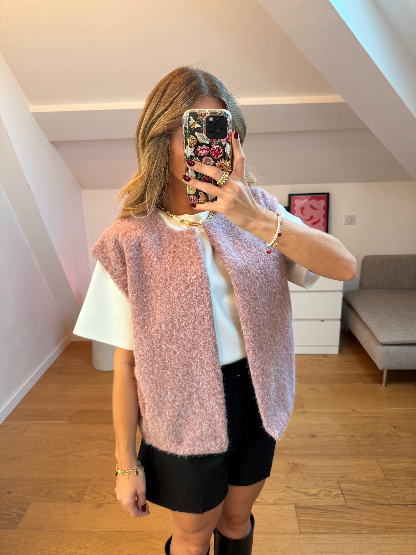 Veste sans manches Alyzée - rose