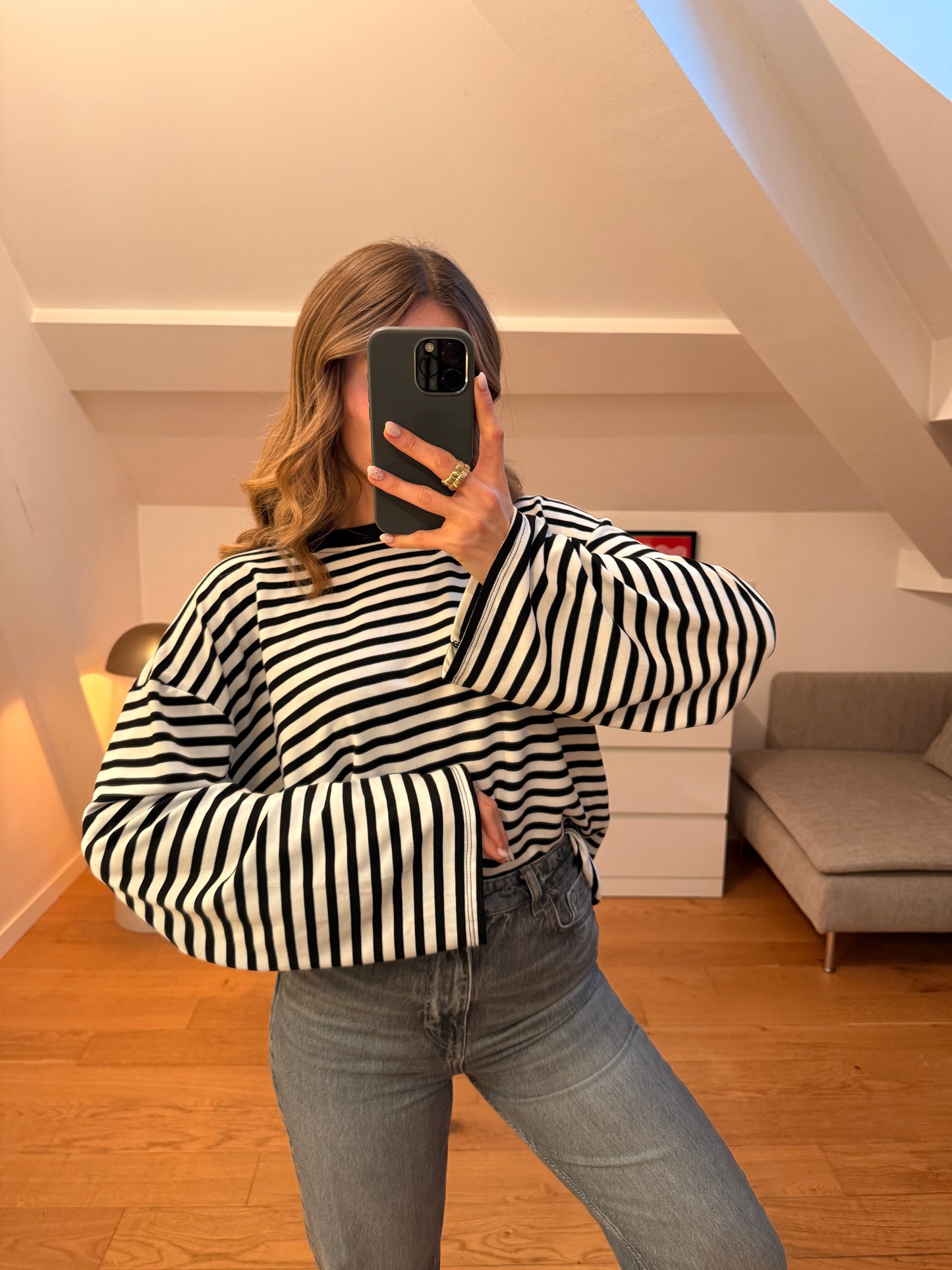 Top manches longues Elma - noir et blanc