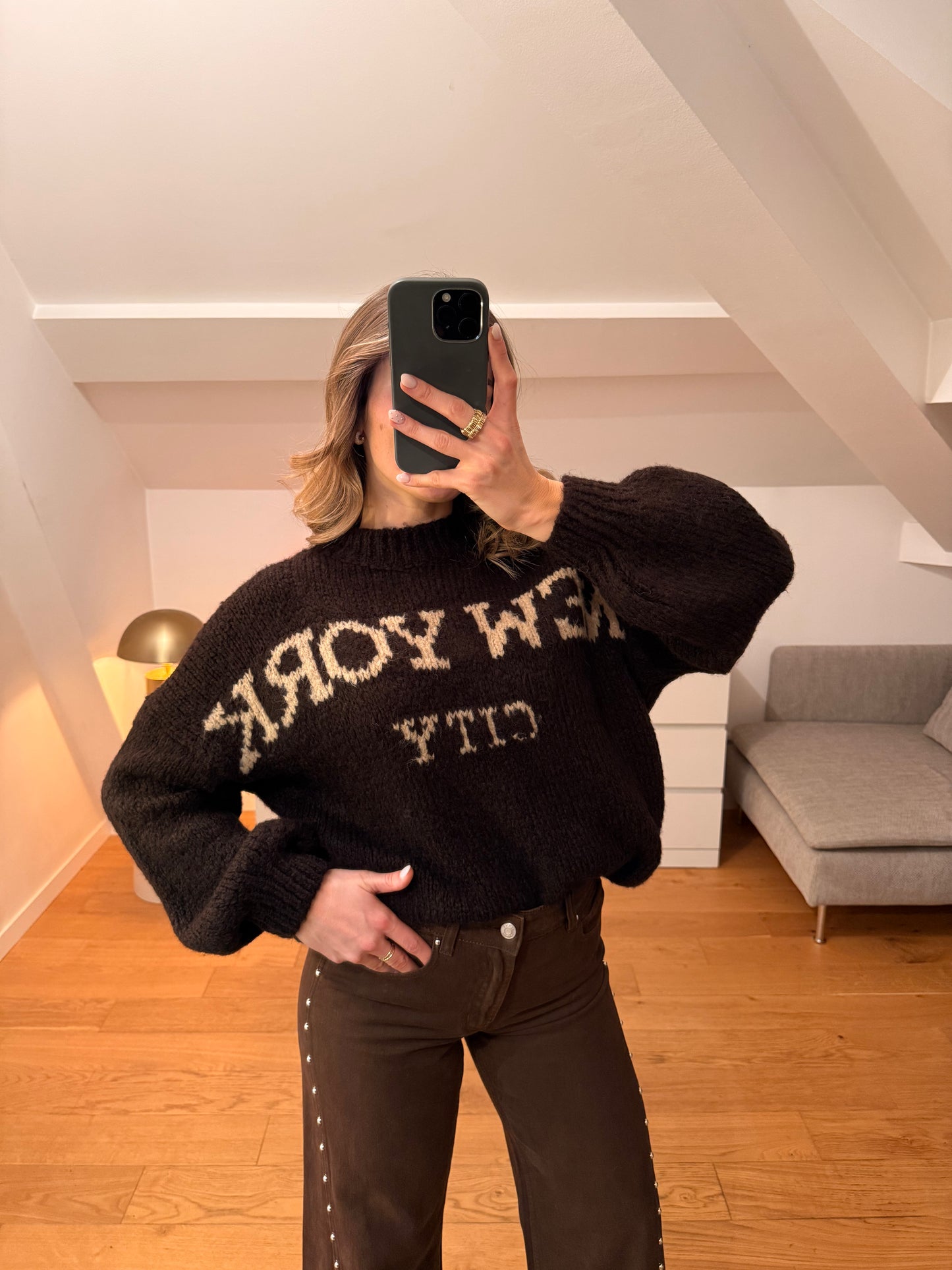 Pull New York - marron