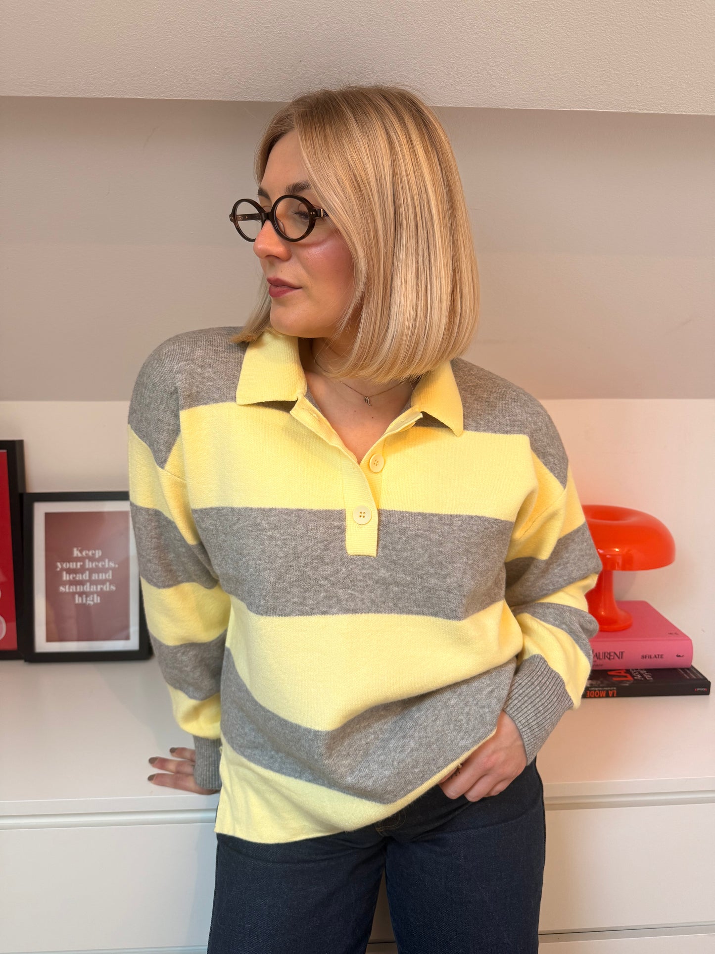 Pull Marie - gris et jaune