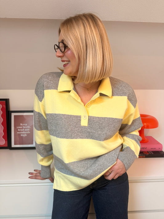 Pull Marie - gris et jaune