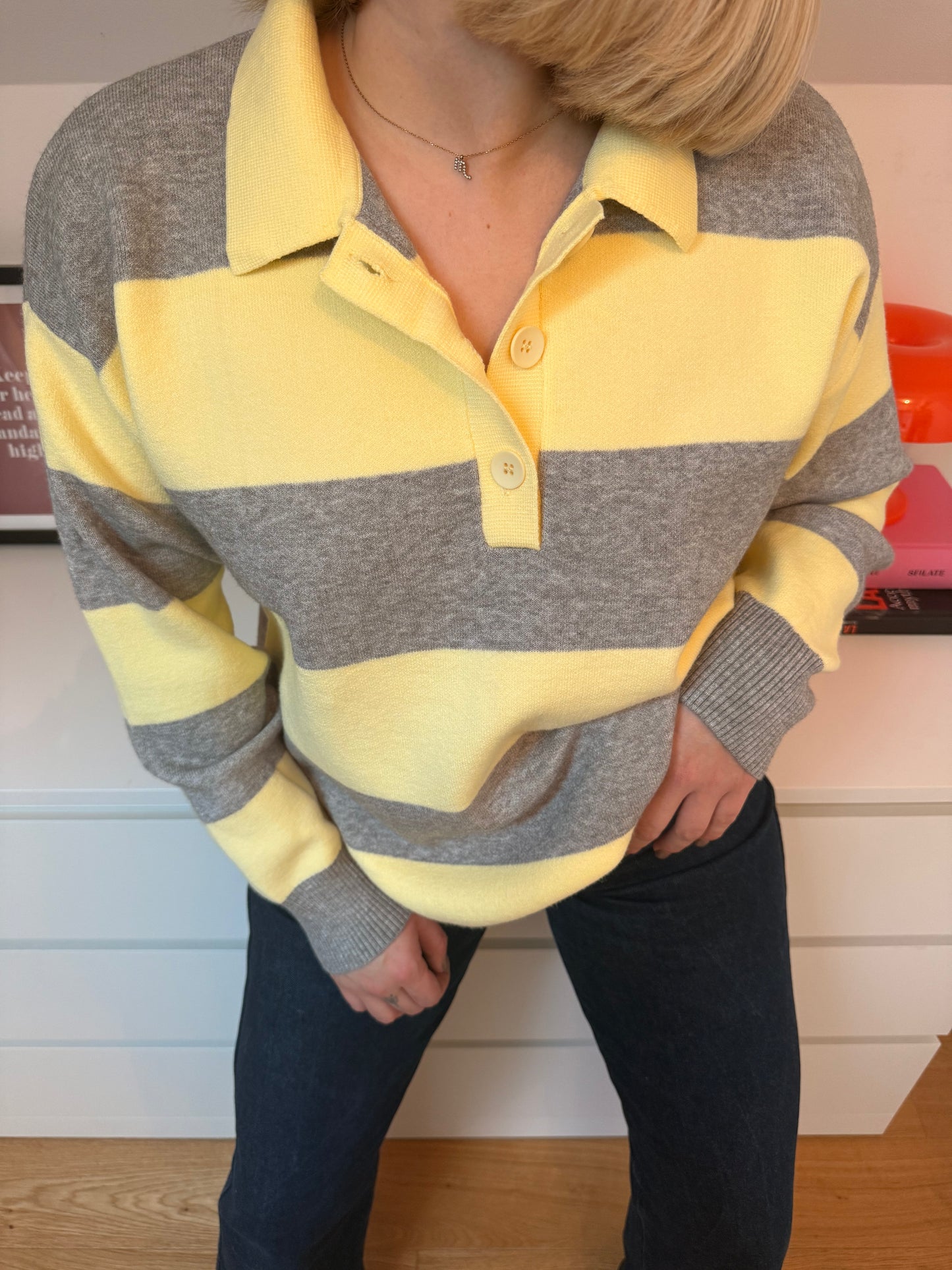 Pull Marie - gris et jaune