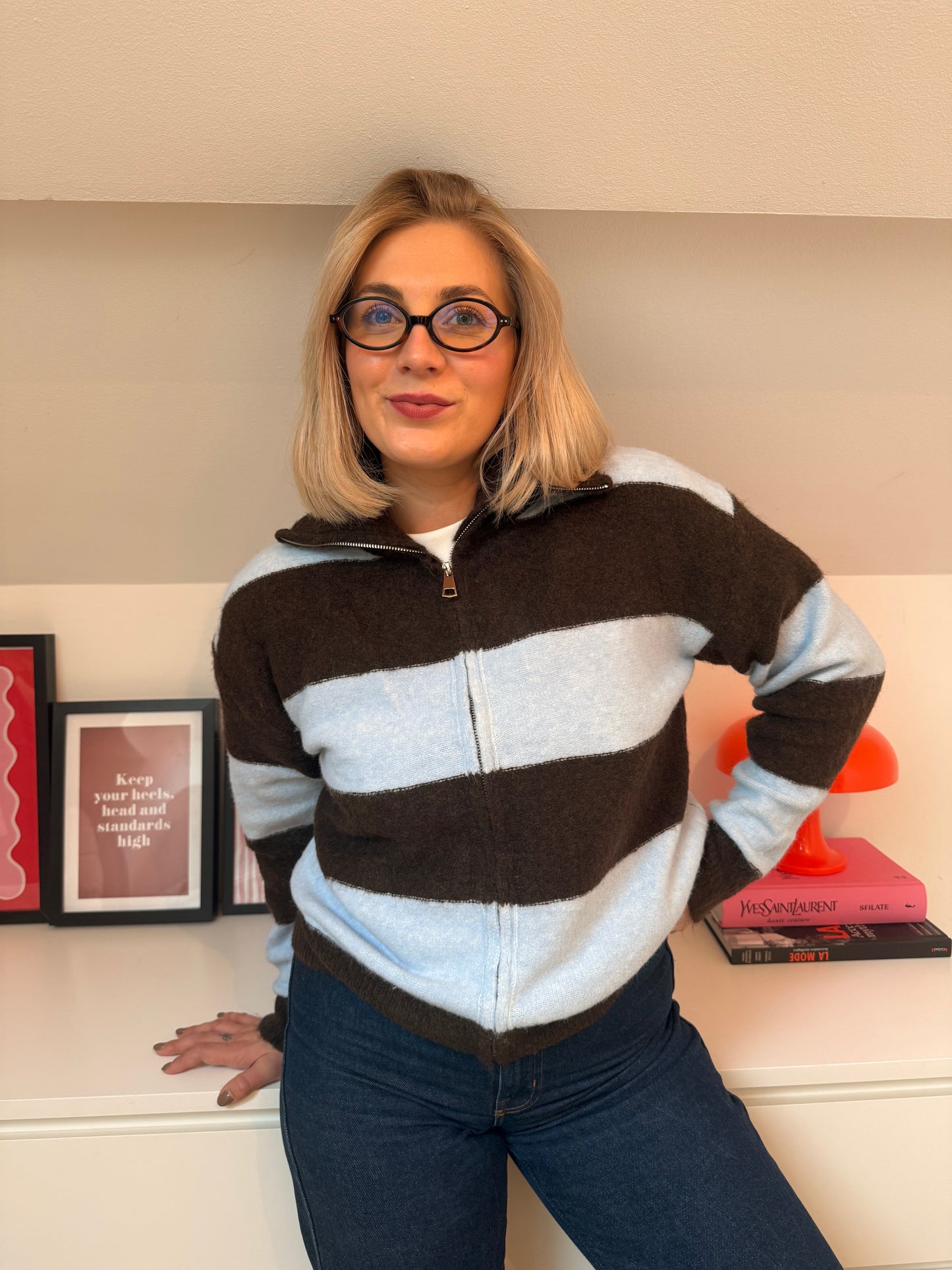 Gilet Manon - bleu et brun