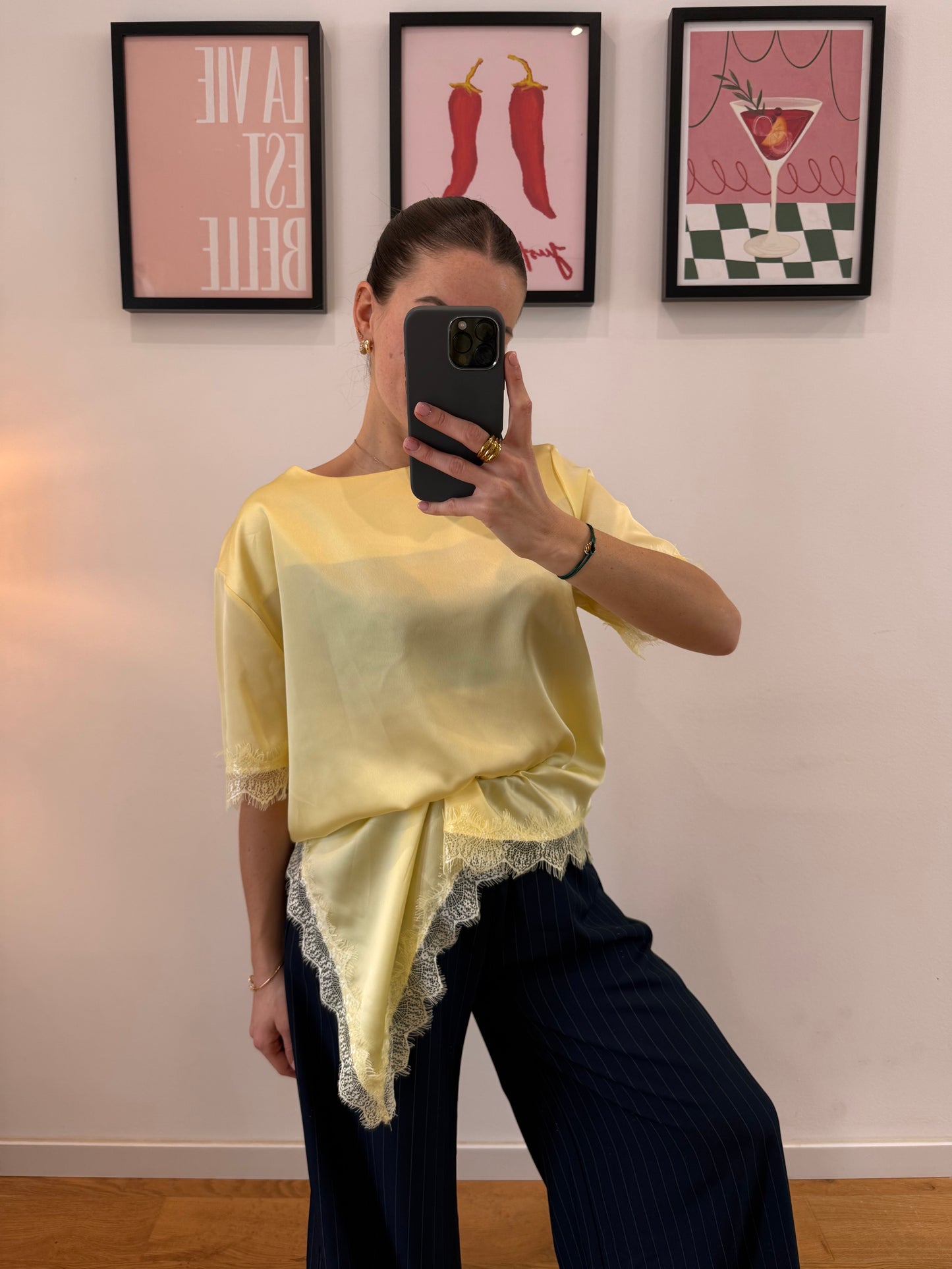 T-shirt dentelle - jaune