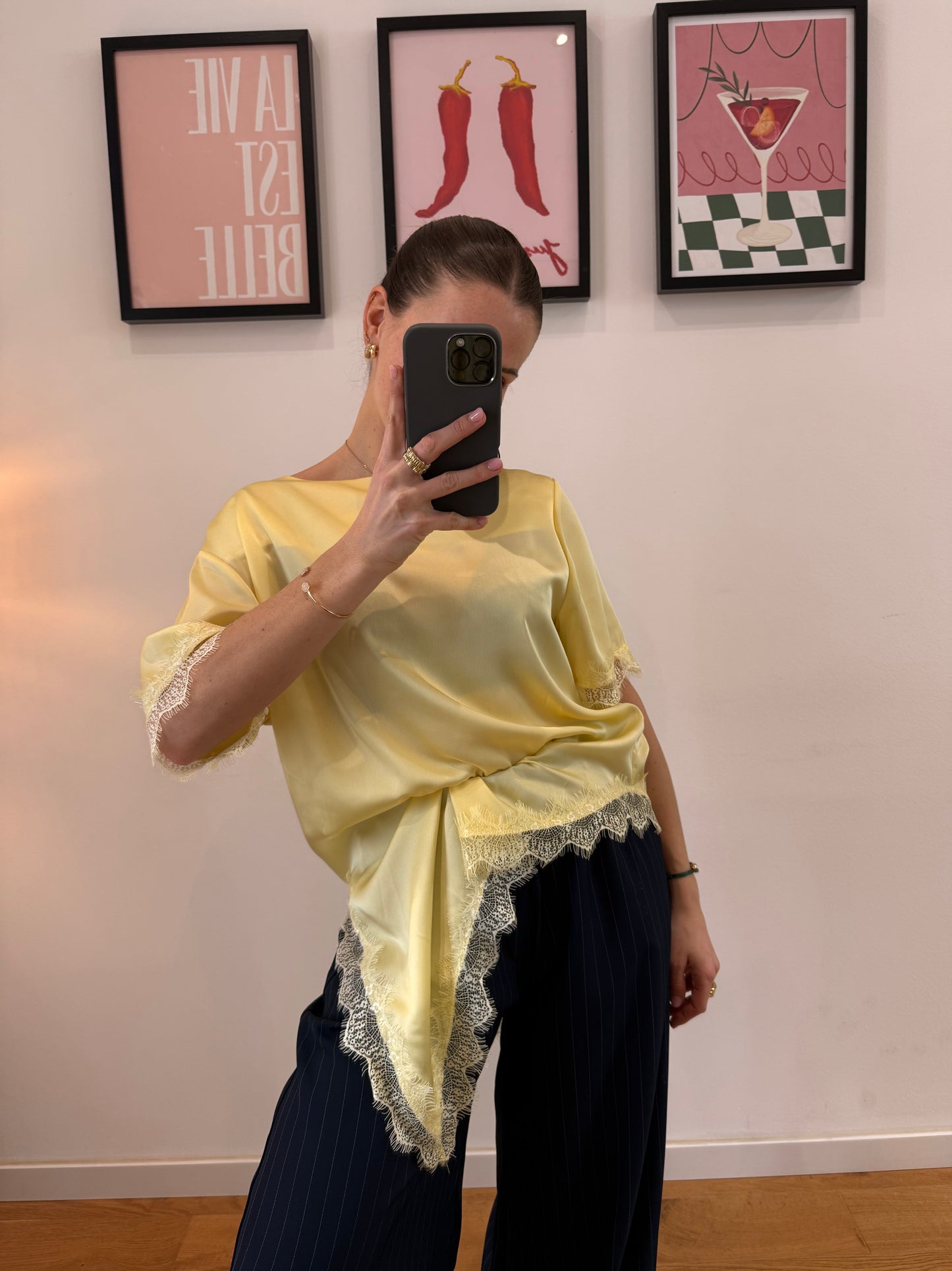 T-shirt dentelle - jaune