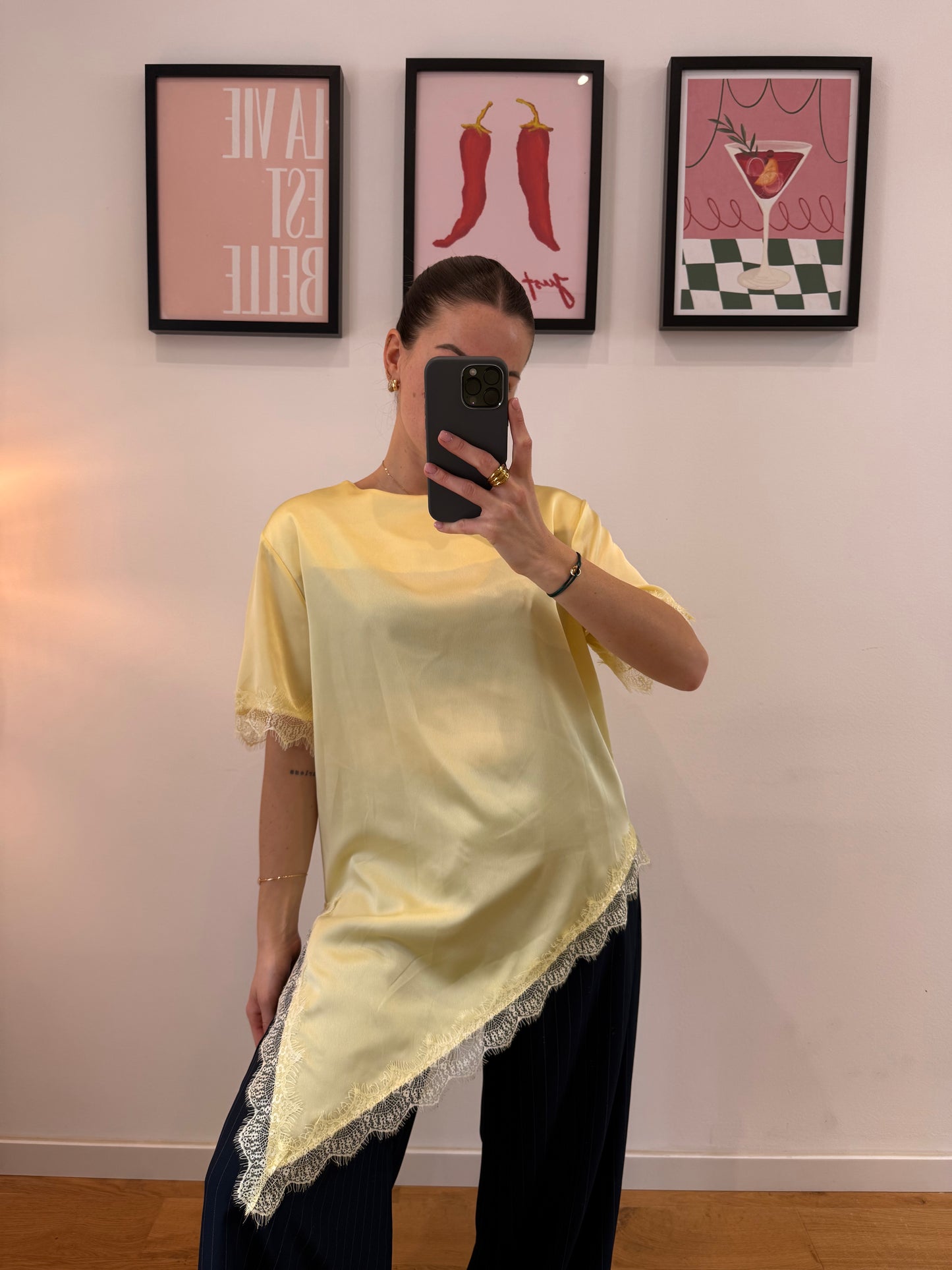T-shirt dentelle - jaune