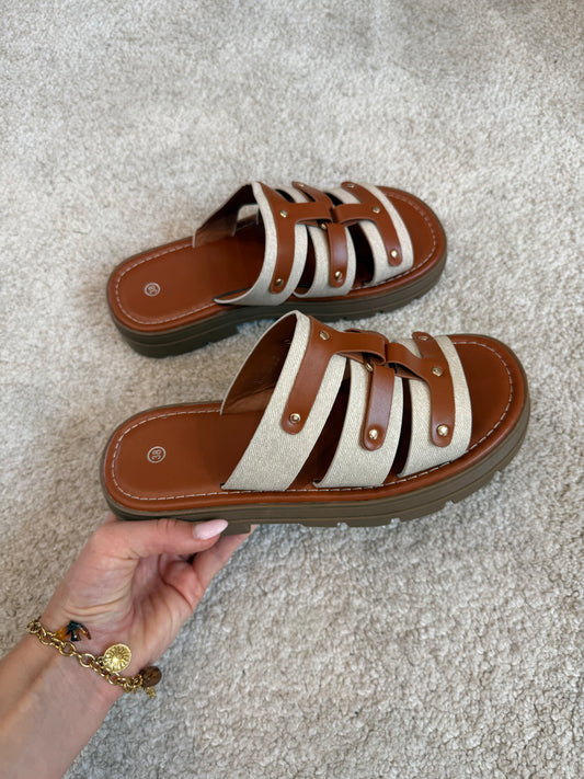 Sandales Omia - beige et camel