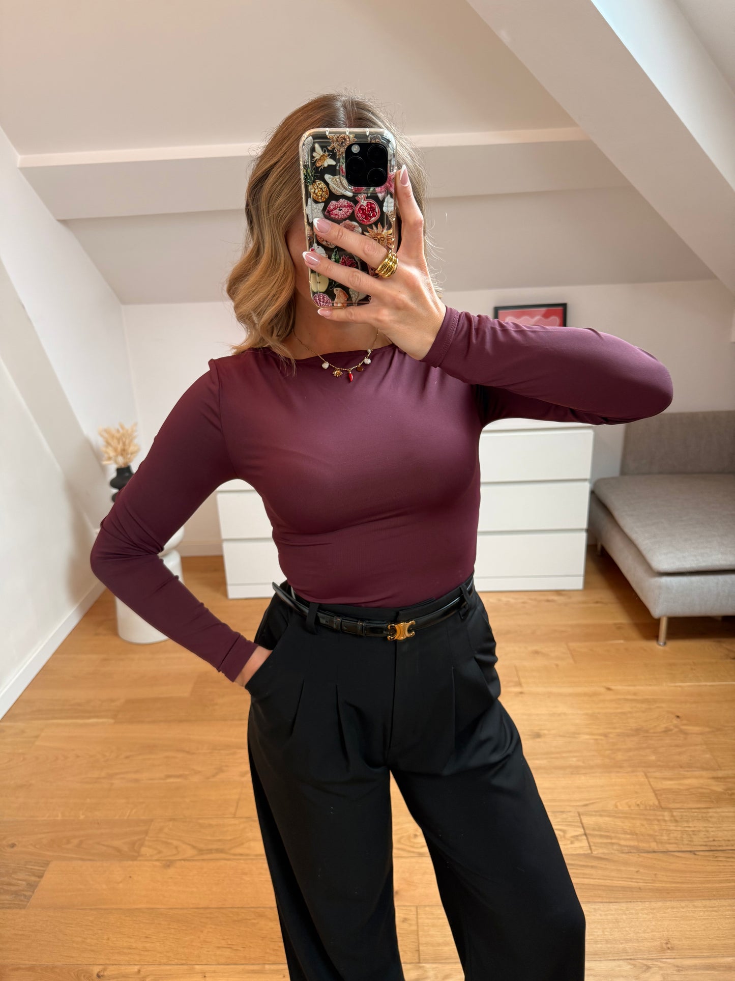 Top manches longues Lou - bordeaux