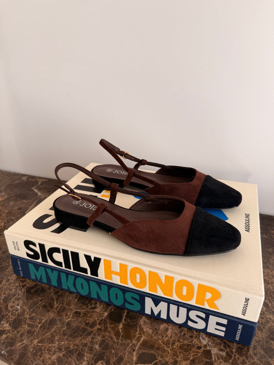 Slingback - noir et marron