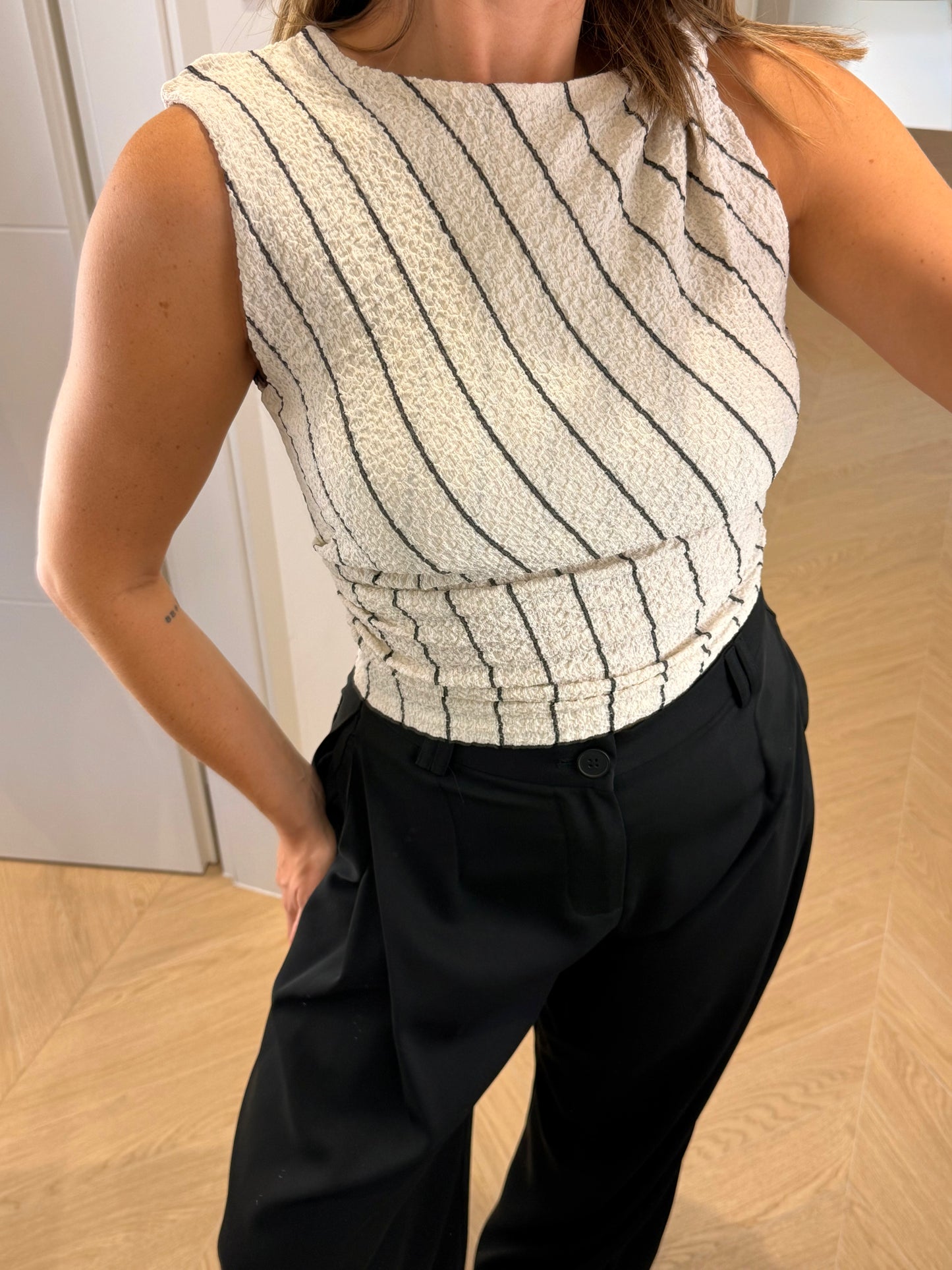 Top Caroline - blanc ligné