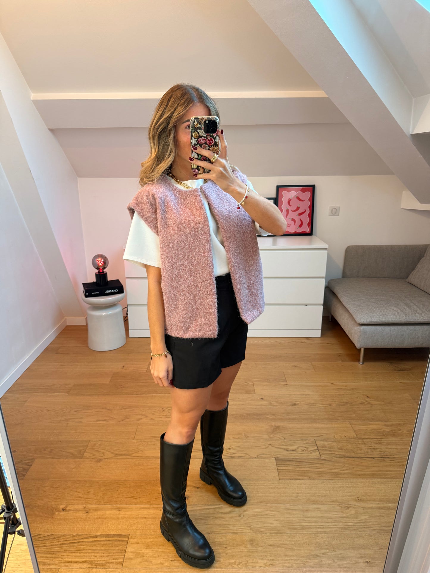 Veste sans manches Alyzée - rose