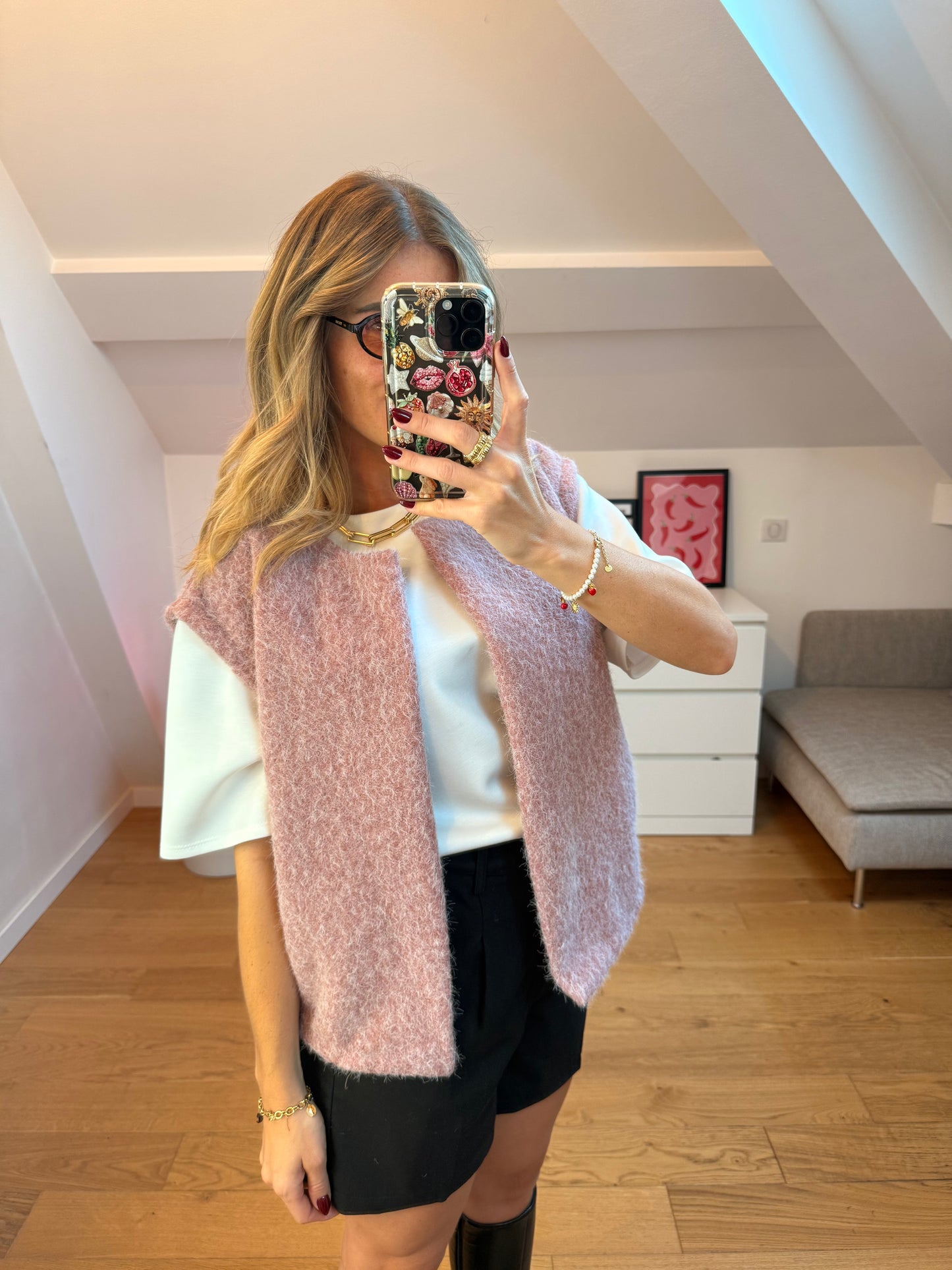 Veste sans manches Alyzée - rose