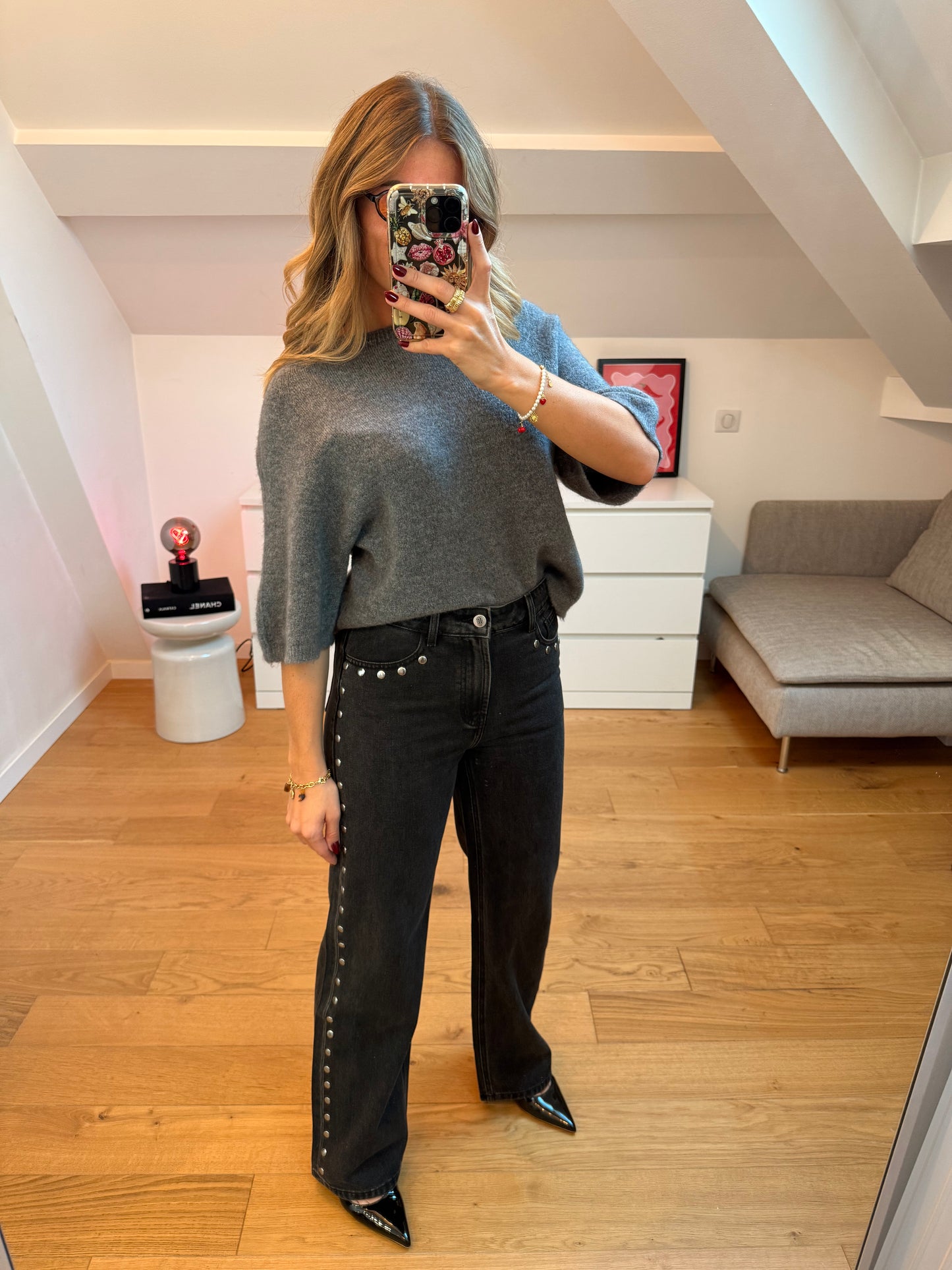 Jean cloué Riley - gris foncé