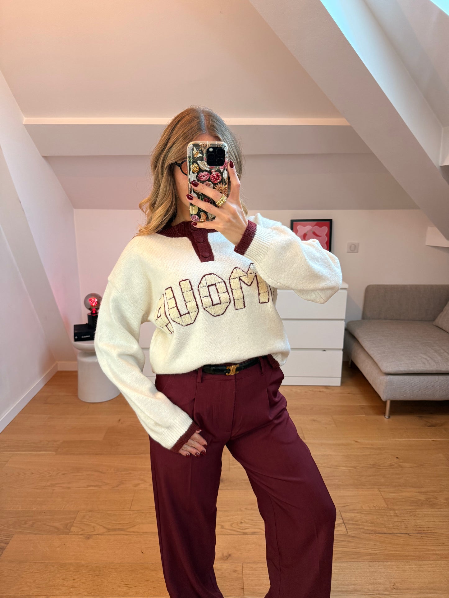 Pull Amour - bordeaux