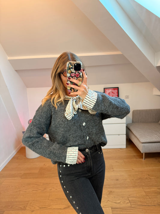 Cardigan avec chemise Laury - gris