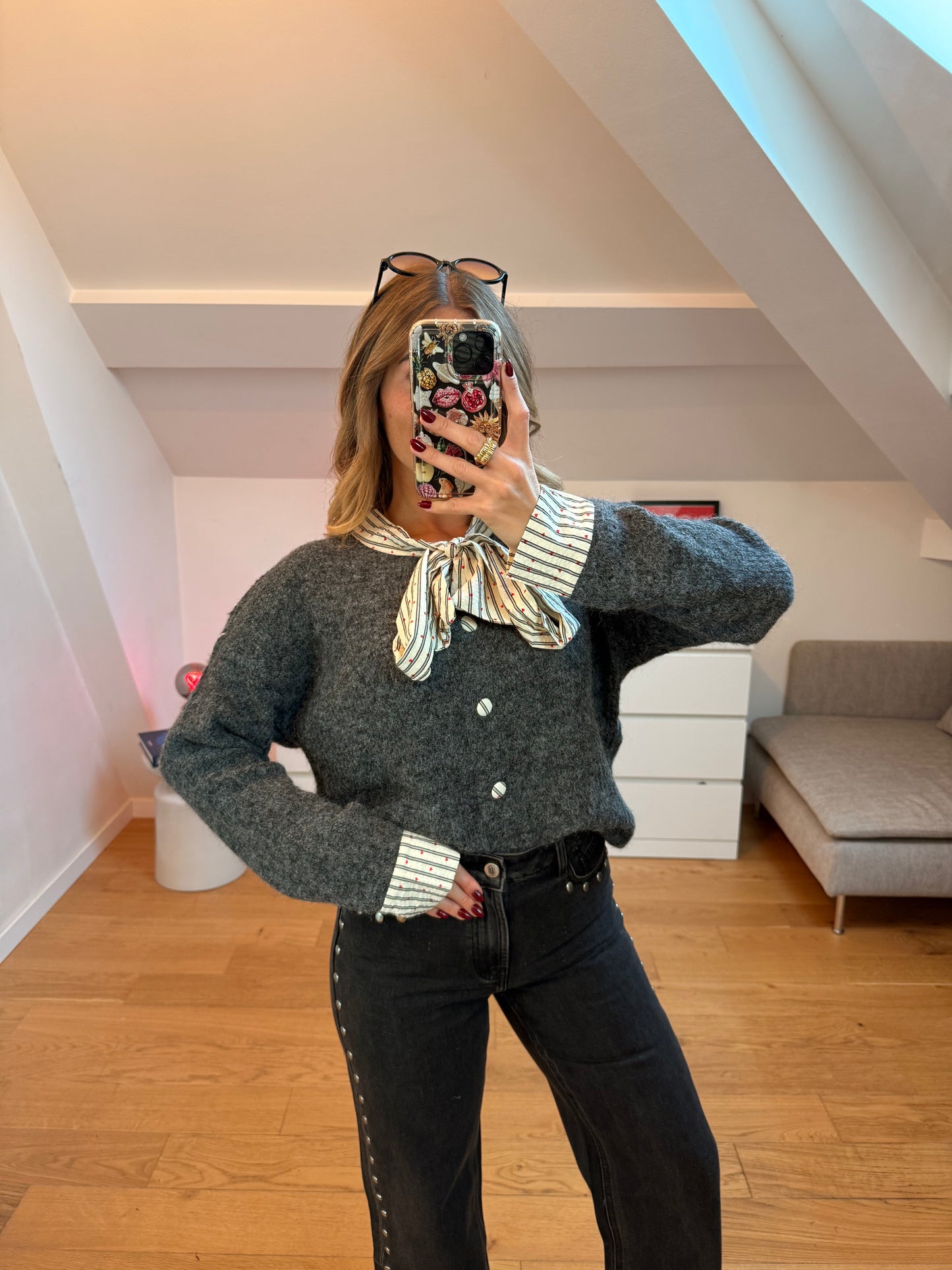 Cardigan avec chemise Laury - gris