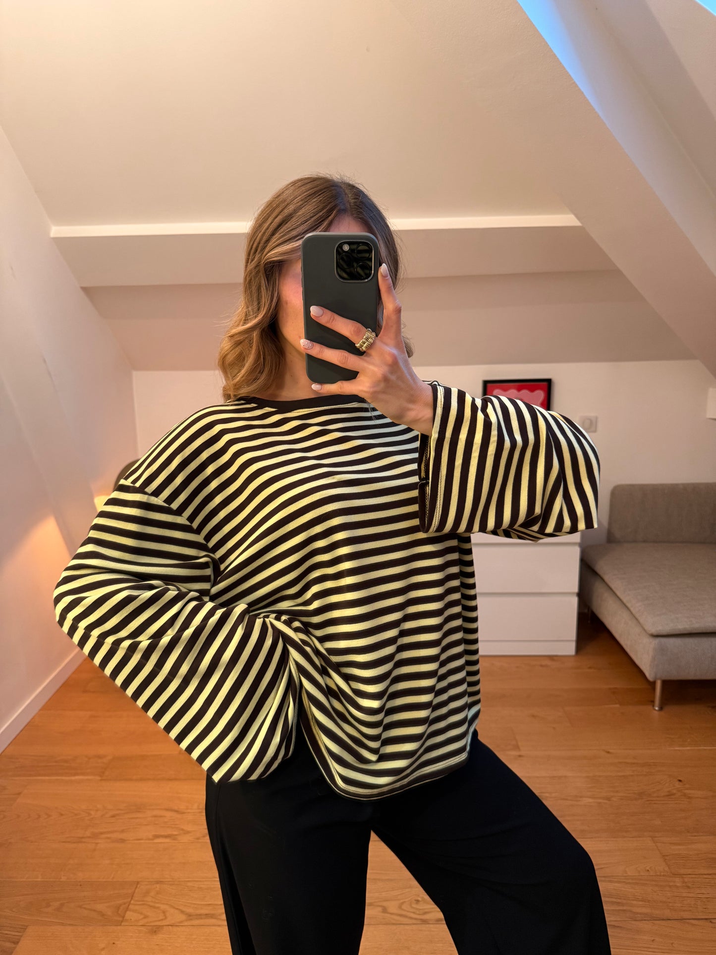 Top manches longues Elma - brun et jaune