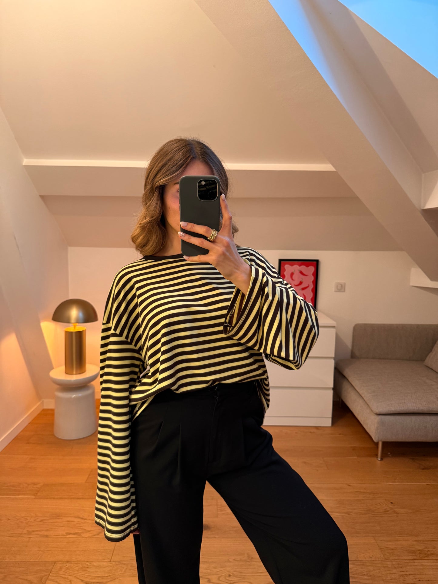 Top manches longues Elma - brun et jaune