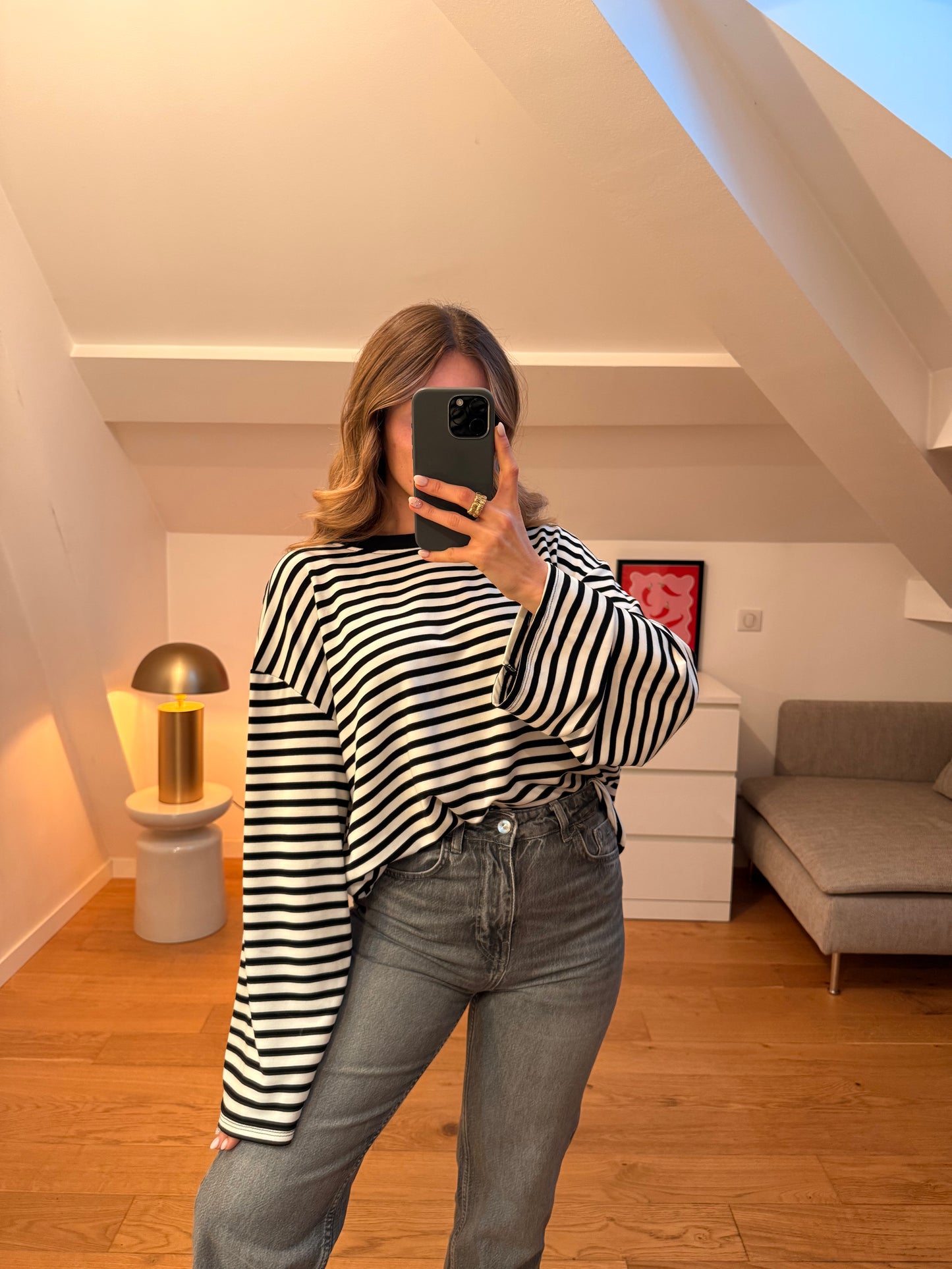 Top manches longues Elma - noir et blanc