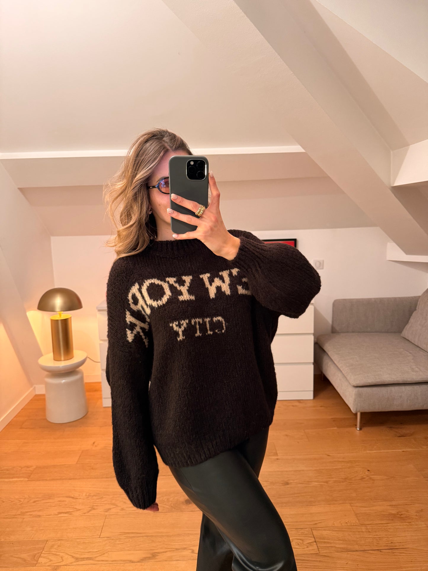 Pull New York - marron