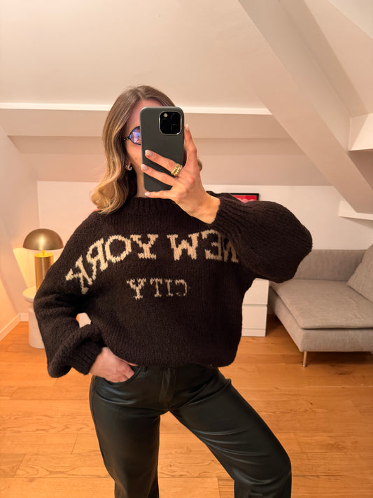 Pull New York - marron